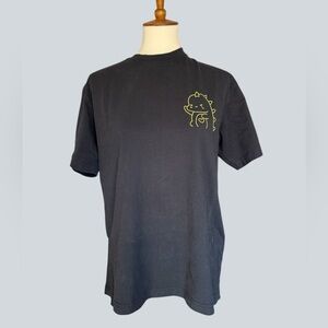 drew house Black Tee with Neon Yellow Dinosaur Graphic #213